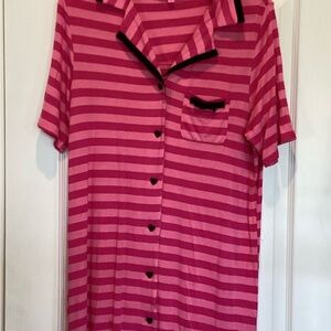 Betsey Johnson Pink Striped Pajama Shirt
